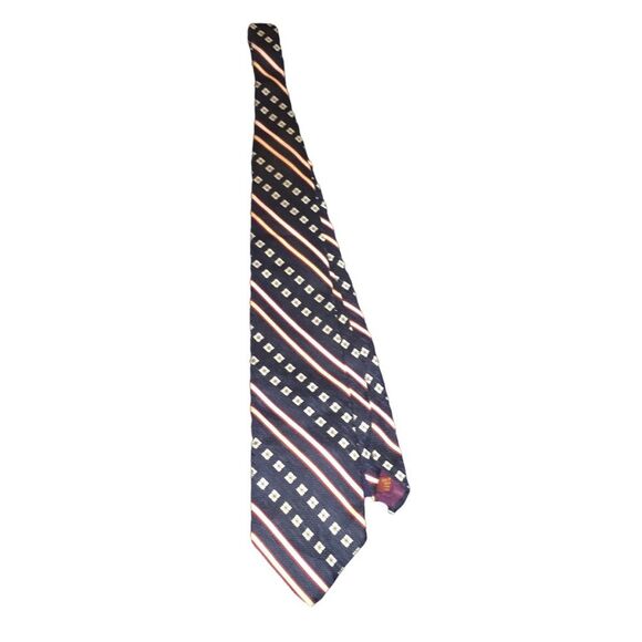 Vintage Gino Pompeii Italian Handmade Tie Wide Blue Red 1970s - Picture 3 of 7